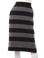 【Omekashi】太ボーダータイトスカート/キャメル