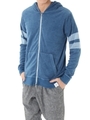 【AZUL by moussy】袖ラインインディゴパイルZIPパーカー/NVY