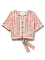 ランダムストライプトップス/レッド