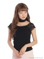 レースチョーカーリブトップス/オフホワイト