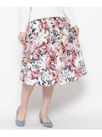 INCEDE ブロードフラワーミモレスカート/ネイビー(193)