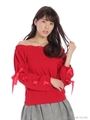 オフショル袖スピンドルTOPS/レッド
