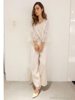 ポイントレースラメカーディガン/WHT