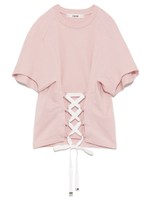 レースアップTシャツ/PNK