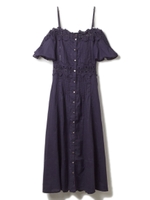 レースオフショルガウンワンピース/パープル