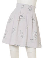 オリジナル飛び花柄タックフレアスカート/ベージュ