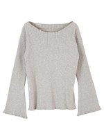 フレアスリーブボートネックリブニット/ライトベージュ