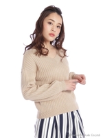 2wayオフショルダーリブニットトップス/オフホワイト