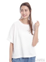 フラワーレース天竺ボリュームブラウス/ホワイト