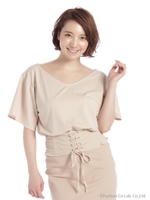 袖フレアコルセットトップス/ピンク