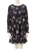 フロントリボンフラワーワンピース/ネイビー