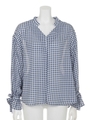 【chille anap】ギンガムチェックスキッパーブラウス/NVY