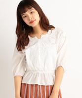 【予約】両V刺繍ペプラムブラウス