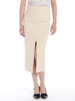 前スリットニットスカート/サックス