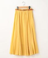 ベルト付きギャザースカート(無地/花柄)