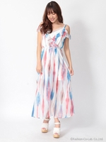 マルチカラーシフォンワンピース/レッド