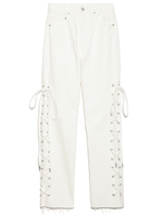 レースアップデニムパンツ/WHT