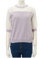 レースドッキングニットトップス/ラベンダー