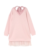 裏毛チュールレースワンピース/ピンク