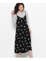 フラワーキャミワンピース+シンプルプルオーバーセット/ネイビー(793)