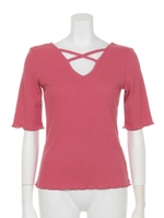 【LATINA】裾袖フリルVネッククロストップス/PK