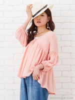 【Shelly island】Vネックフレア袖ブラウス/ブラック