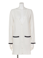 バイカラーミディknitカーデ/WHT