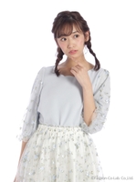 スカラップ袖刺しゅうP/O/サックス