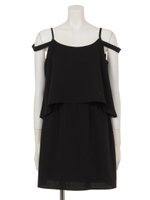 ストリングストラップレイヤードワンピース/BLK