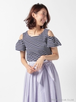 ボーダーカットソー/ネービーブルー