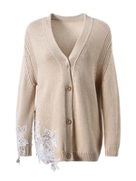 アシンメトリーレースカーディガン/ベージュ