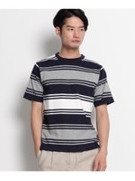 ボーダーコットンカットソー/ネイビー(393)