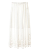 ローン刺繍コットンロングスカート/ピンク