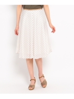 〔洗える〕バイアスストライプスカート/ベージュ系(354)