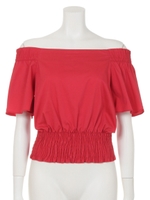 シャーリングオフショルブラウス/ホワイト