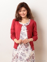 【接触冷感】マルチビジュー釦カーディガン/ピンク