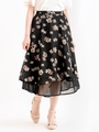 花柄イレギュラーヘムスカート/ブラック