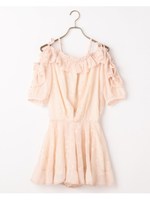 肩あきフリルコンビネゾン/ピンク