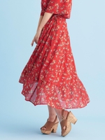 リトルフラワーシャーリングスカート/レッド柄