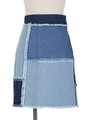 【F i.n.t】デニムパッチワークスカート/LIGHT BLUE