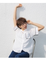 パイピングパジャマ風シャツ/ネイビー(093)