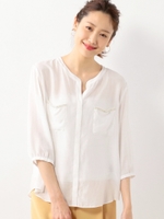 〓●JOC エアシフォン ヒヨク 装飾ブラウス/NAVY