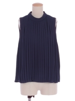 プリーツバルーンブラウス/紺