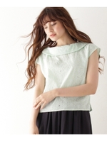 ロールネック花柄刺繍ブラウス/イエロー(030)