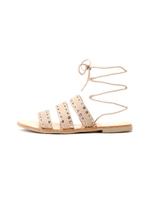 《Union Sandal》スタッズ編み上げサンダル紐取り外し/ブラック(010)