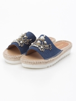 【wee willie】パール＆ビジューフラットサンダル/アイボリー