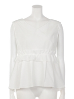 カラフル小花ぺプラムブラウス/ホワイト