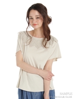 ヨークレース製品染めカットソー/生成