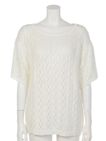 透かし編みニットP/O/WHT