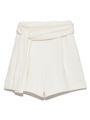 ウエストリボンリネン混ショートパンツ/WHT
